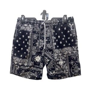 Cactus Man Ricky Singh Shorts Adult Large (35x7.5) Black AOP Paisley Bandana Men